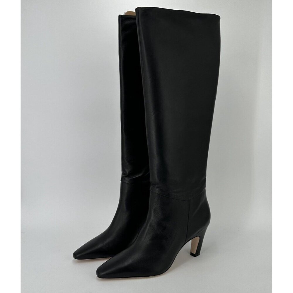 Everlane The Knee-High Banana Heel Boot in Black Leather sz 10.5 Women's Pull-on